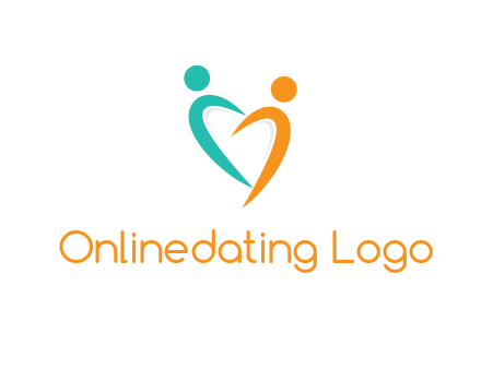 couple jumping in love forming heart symbol