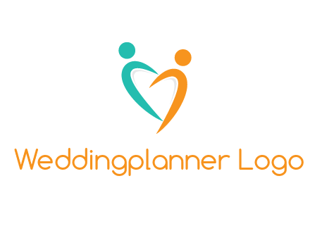 couple jumping in love forming heart symbol