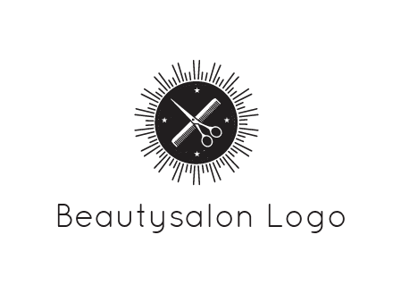 comb and scissors in circle