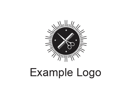 comb and scissors in circle