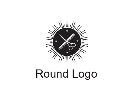 comb and scissors in circle
