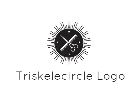 comb and scissors in circle