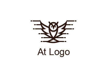 lines joined to wing of line art owl 