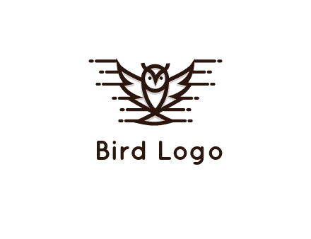 lines joined to wing of line art owl 