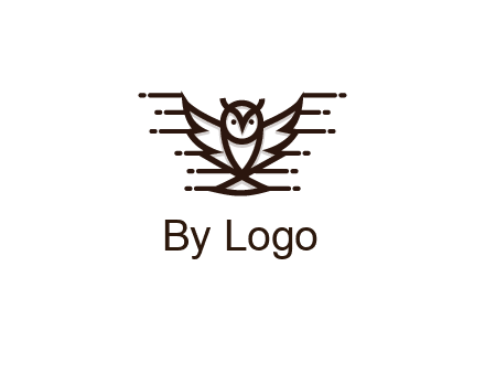lines joined to wing of line art owl 