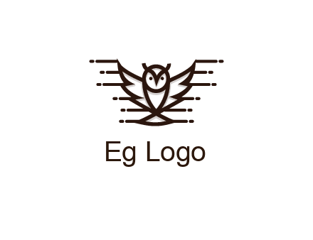 lines joined to wing of line art owl 