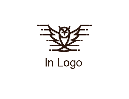 lines joined to wing of line art owl 