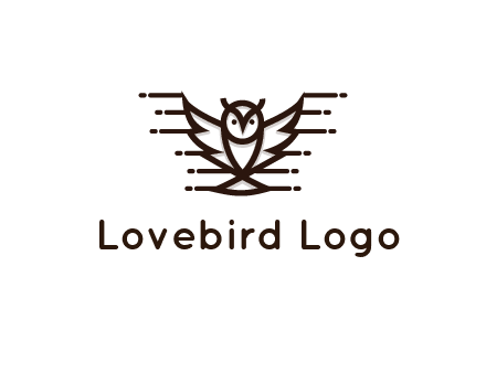 lines joined to wing of line art owl 