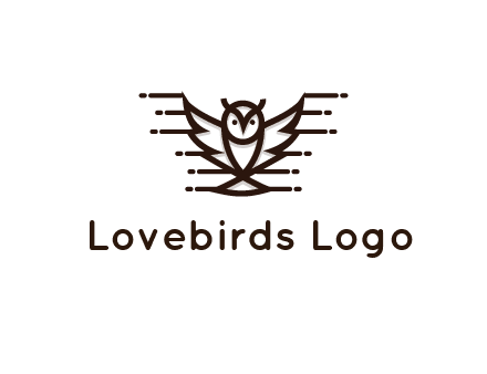 lines joined to wing of line art owl 
