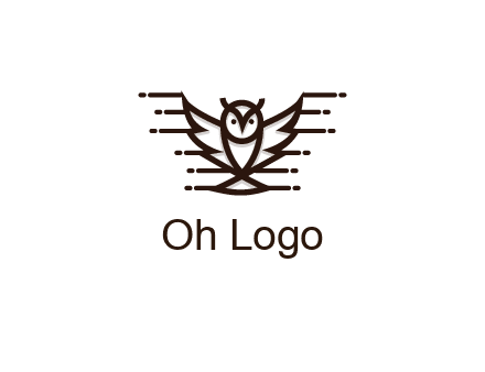 lines joined to wing of line art owl 