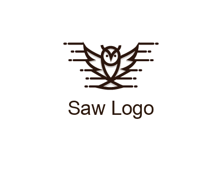lines joined to wing of line art owl 