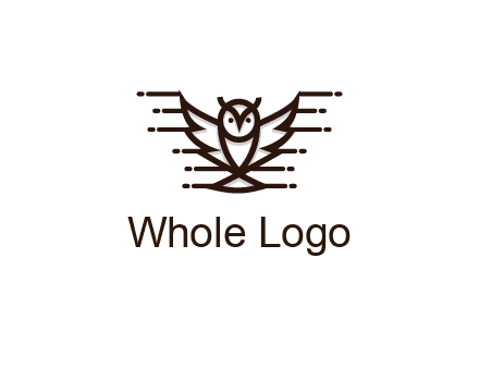 lines joined to wing of line art owl 