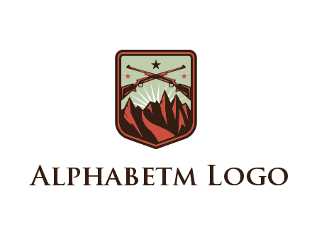 rifles with mountains in badge