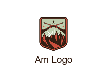 rifles with mountains in badge