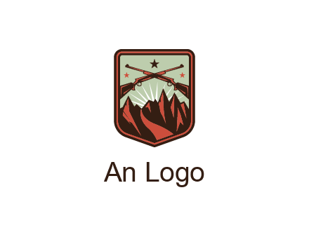 rifles with mountains in badge