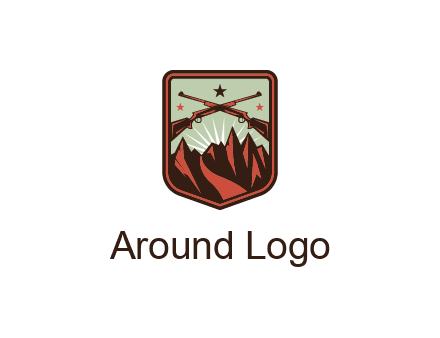 rifles with mountains in badge