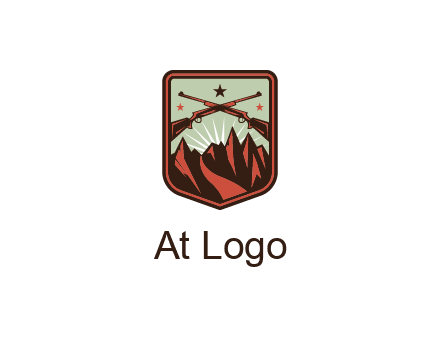 rifles with mountains in badge