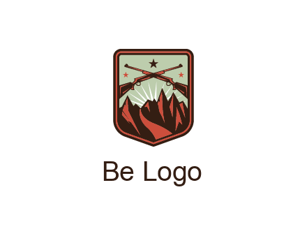 rifles with mountains in badge