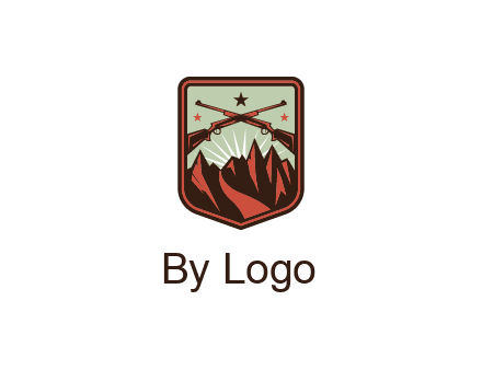 rifles with mountains in badge