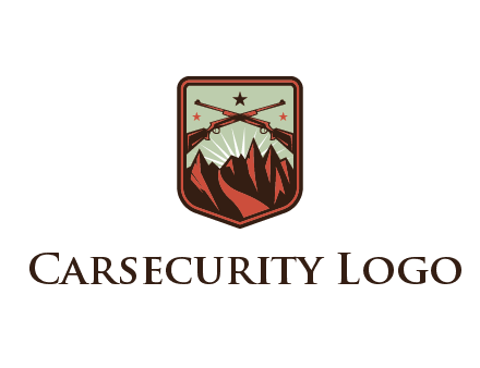 rifles with mountains in badge
