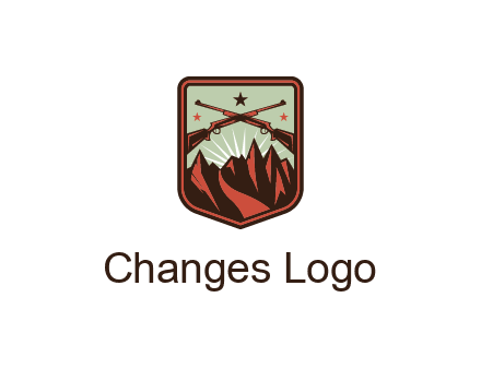 rifles with mountains in badge