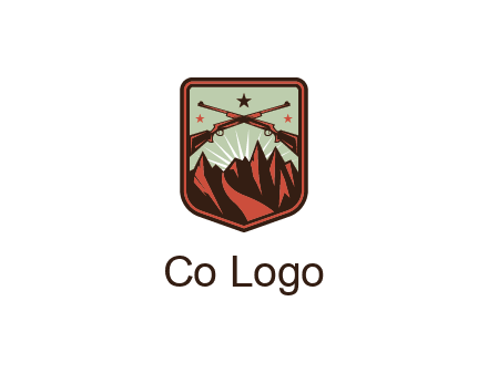 rifles with mountains in badge