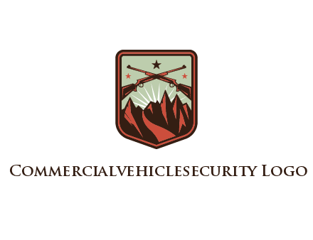 rifles with mountains in badge