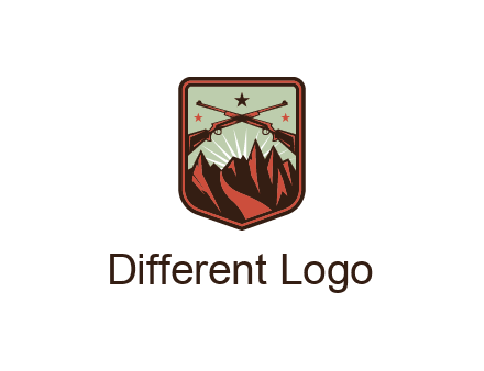 rifles with mountains in badge