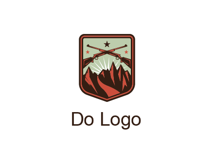 rifles with mountains in badge