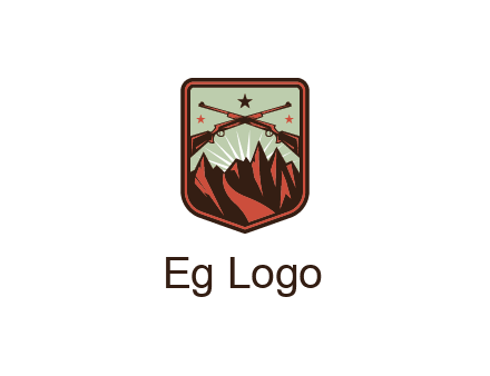 rifles with mountains in badge
