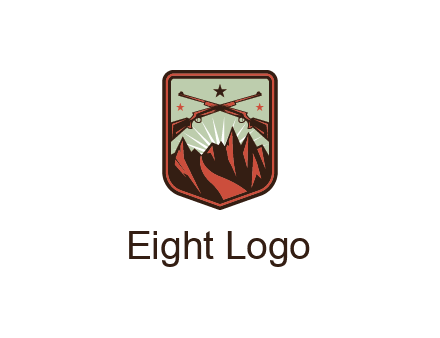 rifles with mountains in badge