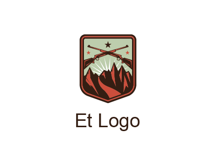 rifles with mountains in badge