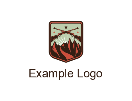 rifles with mountains in badge