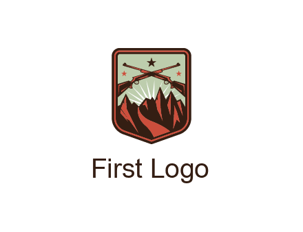 rifles with mountains in badge