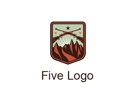 rifles with mountains in badge