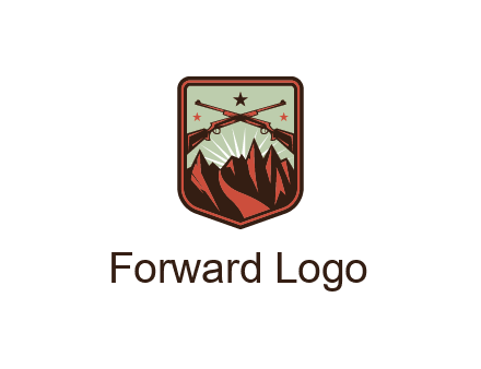rifles with mountains in badge