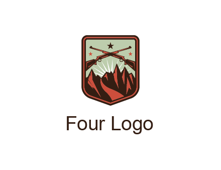 rifles with mountains in badge