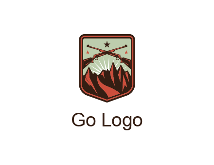 rifles with mountains in badge