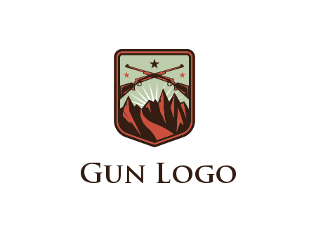 rifles with mountains in badge