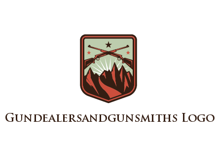 rifles with mountains in badge