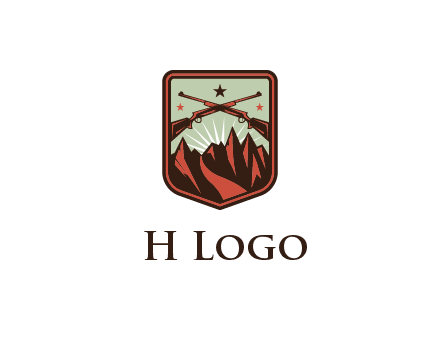 rifles with mountains in badge