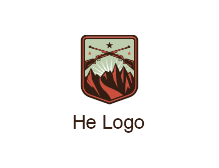 rifles with mountains in badge