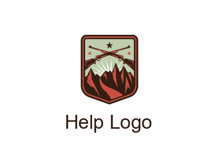 rifles with mountains in badge