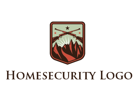 rifles with mountains in badge