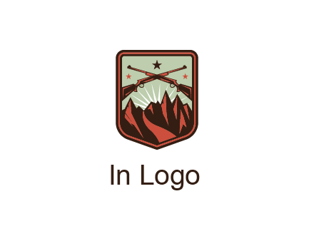 rifles with mountains in badge