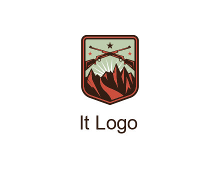 rifles with mountains in badge