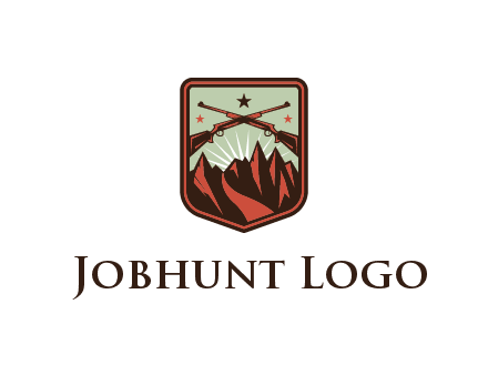 rifles with mountains in badge