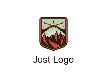 rifles with mountains in badge