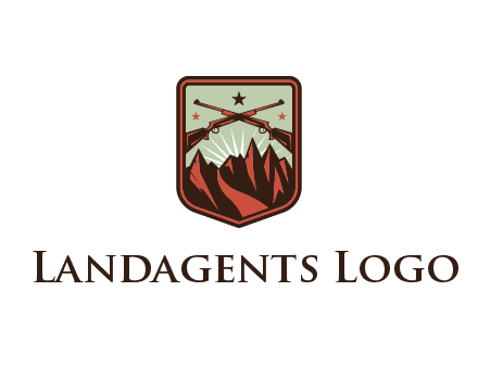 rifles with mountains in badge
