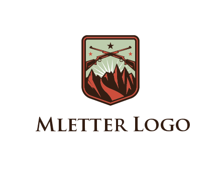 rifles with mountains in badge